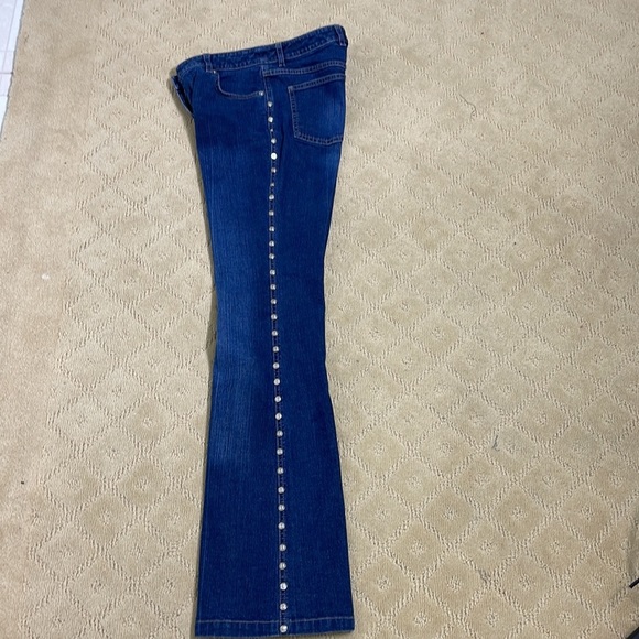 Escada High Rise Signature Studded Structured Flare Medium Wash Jeans EUC 26 /34 - Picture 5 of 12
